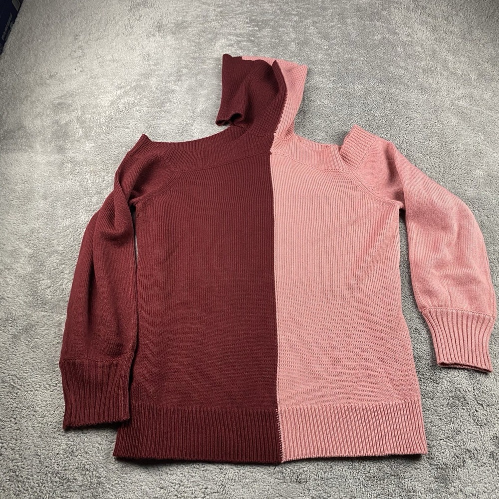 New York & Company Cold‎ Shoulder Turtleneck Sweater Womens Small Pink